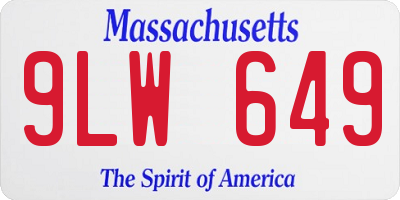 MA license plate 9LW649