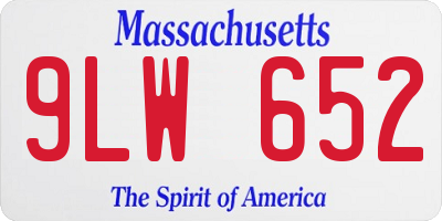 MA license plate 9LW652