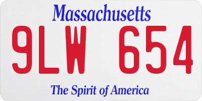 MA license plate 9LW654