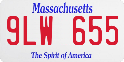 MA license plate 9LW655