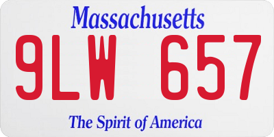 MA license plate 9LW657