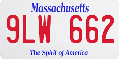 MA license plate 9LW662