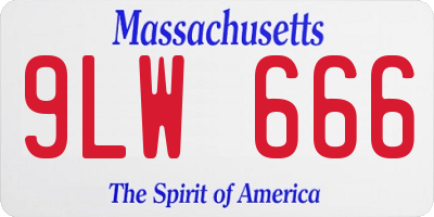 MA license plate 9LW666