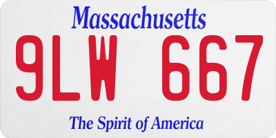 MA license plate 9LW667