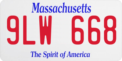MA license plate 9LW668