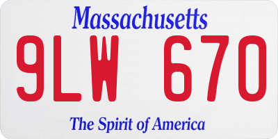 MA license plate 9LW670