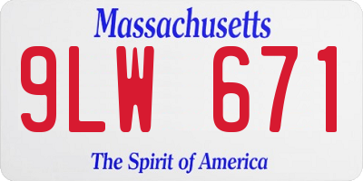 MA license plate 9LW671