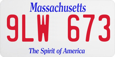 MA license plate 9LW673
