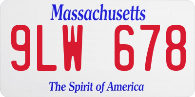 MA license plate 9LW678