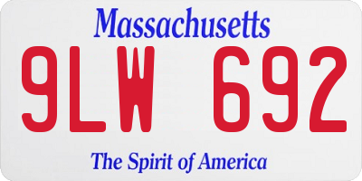 MA license plate 9LW692
