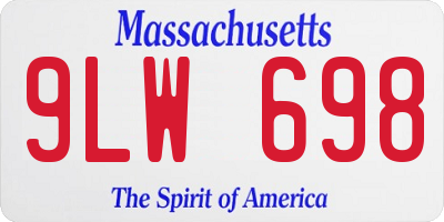 MA license plate 9LW698