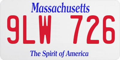 MA license plate 9LW726
