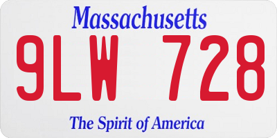 MA license plate 9LW728
