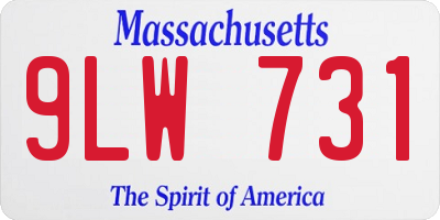 MA license plate 9LW731