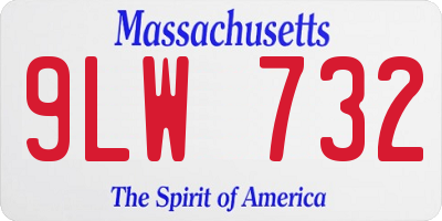 MA license plate 9LW732