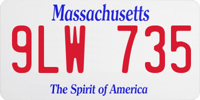 MA license plate 9LW735