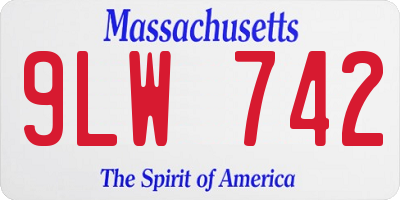 MA license plate 9LW742