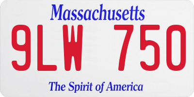 MA license plate 9LW750