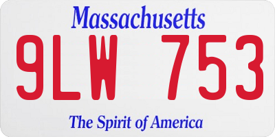 MA license plate 9LW753