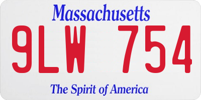 MA license plate 9LW754