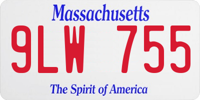 MA license plate 9LW755