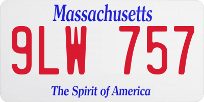 MA license plate 9LW757