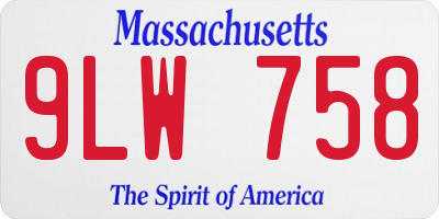 MA license plate 9LW758