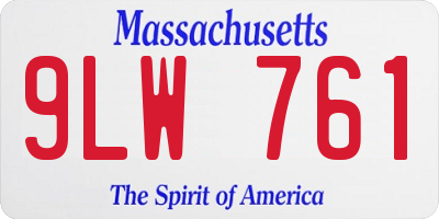 MA license plate 9LW761