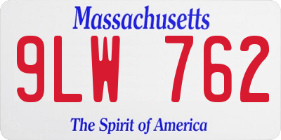 MA license plate 9LW762