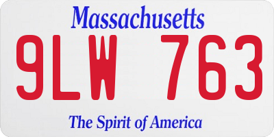 MA license plate 9LW763