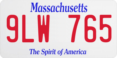 MA license plate 9LW765