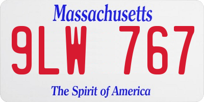 MA license plate 9LW767