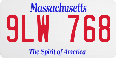 MA license plate 9LW768