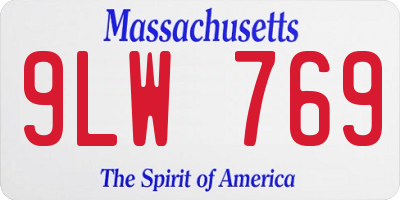 MA license plate 9LW769