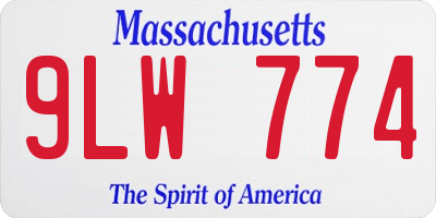 MA license plate 9LW774