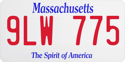 MA license plate 9LW775