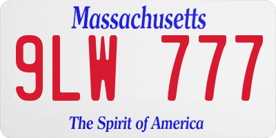 MA license plate 9LW777
