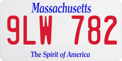 MA license plate 9LW782