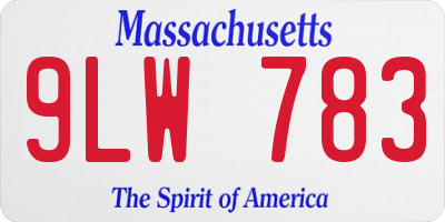 MA license plate 9LW783