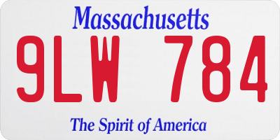 MA license plate 9LW784