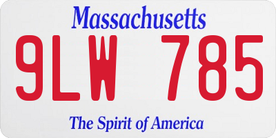 MA license plate 9LW785