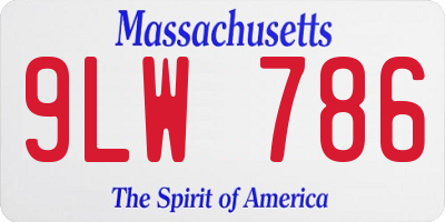 MA license plate 9LW786