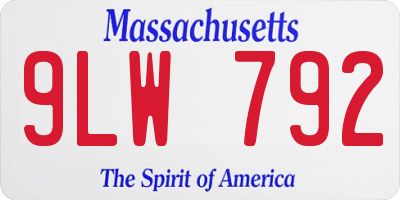 MA license plate 9LW792