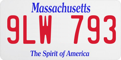 MA license plate 9LW793