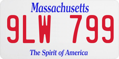 MA license plate 9LW799