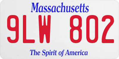 MA license plate 9LW802