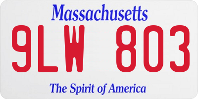 MA license plate 9LW803