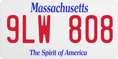 MA license plate 9LW808
