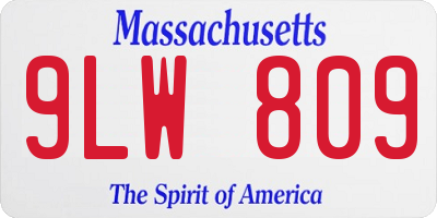 MA license plate 9LW809