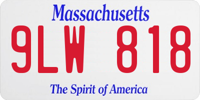 MA license plate 9LW818